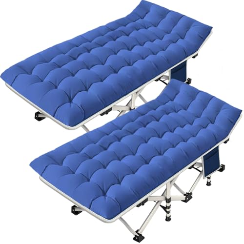 2 Pack Camping Cot with Mattress Comfortable Cot Bed Folding Cot Heavy Duty Cots for Sleeping with Carry Bag for Adults Kids Guest Bed Outdoor Indoor