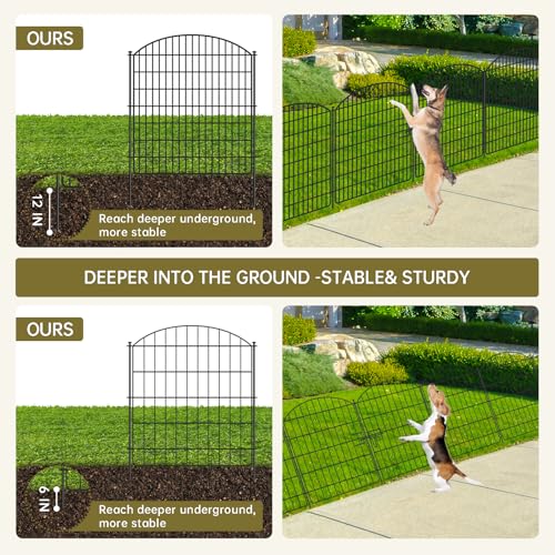 16 Panels No Dig Garden Fence with Gate, 32in x 38.6ft Decorative Dog Fence Outdoor for Yard
