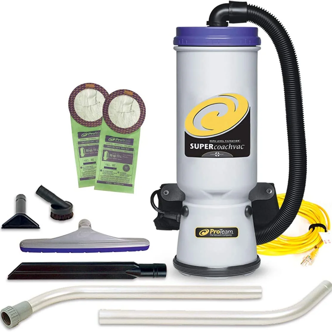ProTeam 107109 CoachVac 10 Quart Backpack Vacuum with 2 Piece Wand Tool Kit - Curated Treasures Market