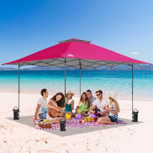 EAGLE PEAK 13x13 Straight Leg Pop Up Canopy Tent Instant Outdoor Canopy Easy Single Person Set up Folding Shelter w/Auto Extending Eaves 169 Square
