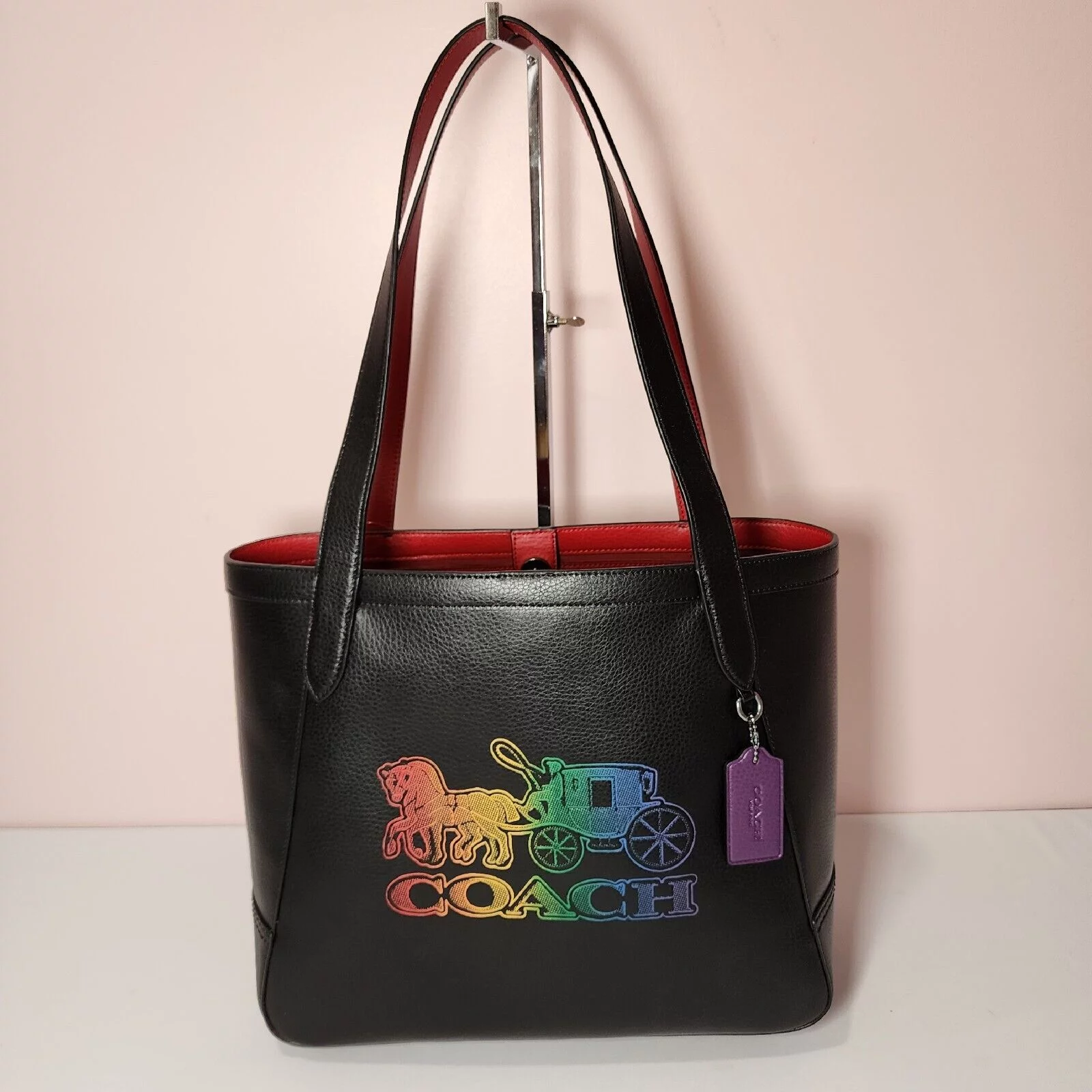 Coach Tote 27 Horse Carriage Womens Large Black Leather Ombre Bag - Radiant Selections