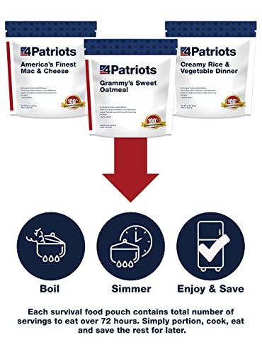 4Patriots 4-Week Kit + 72-Hour Kit Survival Food Bundle: Designed to Last 25 Years, 212 Servings