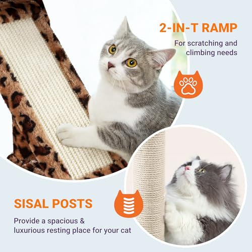 Allewie 81 Inches Tall Cat Tree/Multi-Level Large Climbing Tree House and Towers for Big Feline/Condo and Hammock/Scratching Post/Wide Base/Dark Grey
