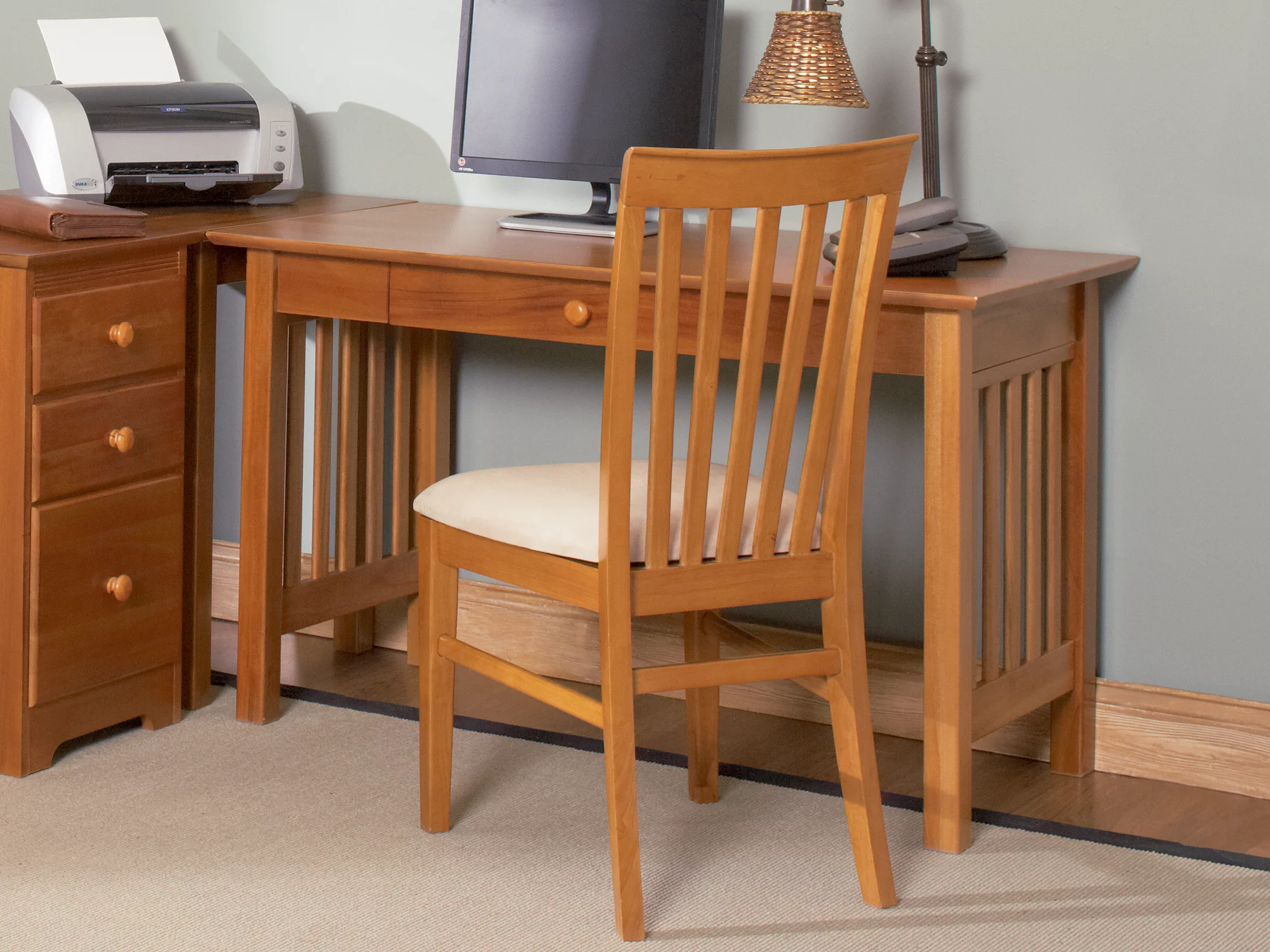 Mission Desk with Drawer in Walnut or Caramel