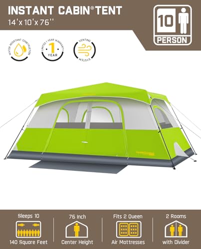 FanttikOutdoor Camping Tent 4/6/8/10 Person Instant Cabin Tent Setup in 60 Seconds with Rainfly & Windproof Portable with Carry Bag for Family