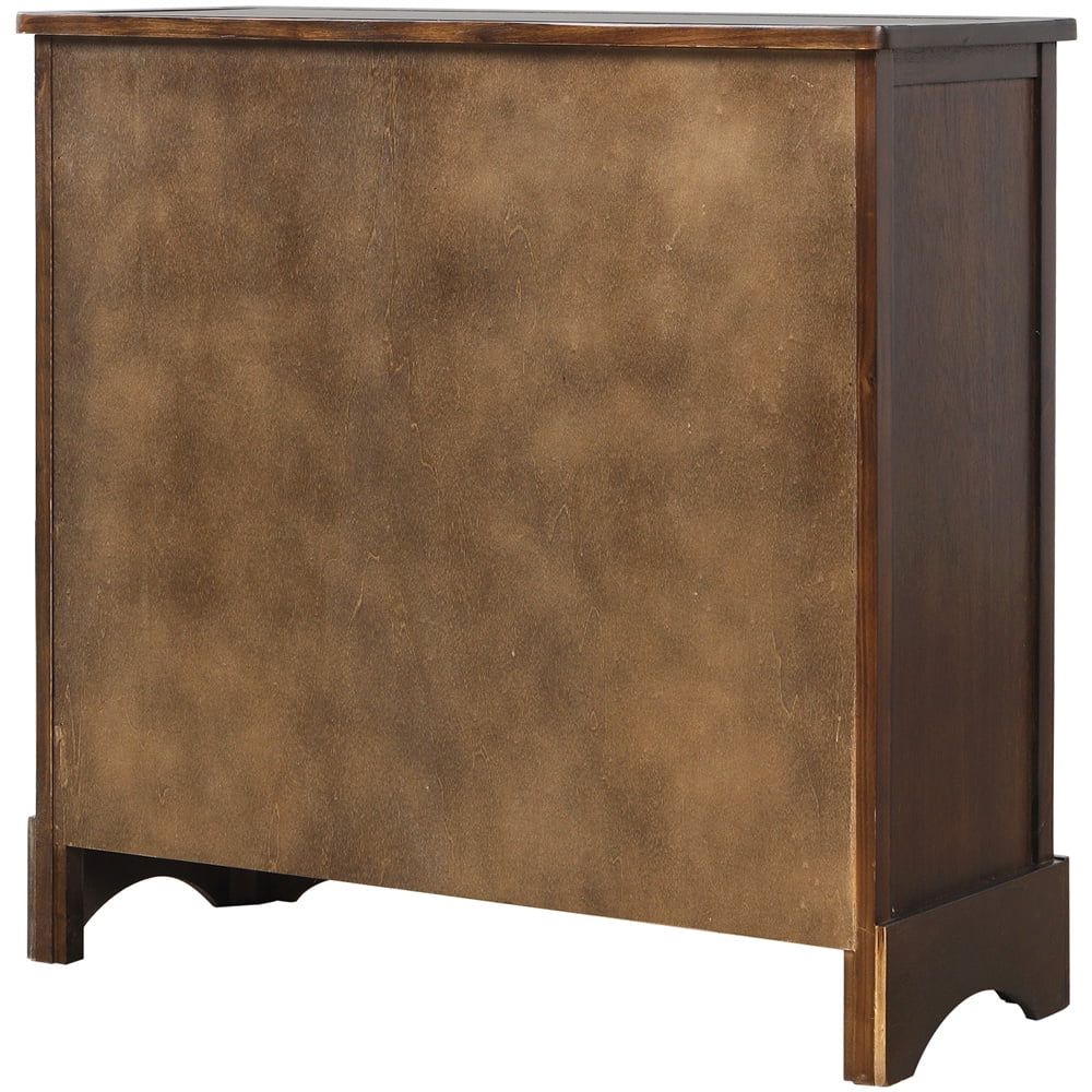 Rustic Storage Cabinet with 2 Drawers and 4 Wicker Baskets, Wood Console Table/Entryway Cabinet/Side Table for Living Room, Dining Room