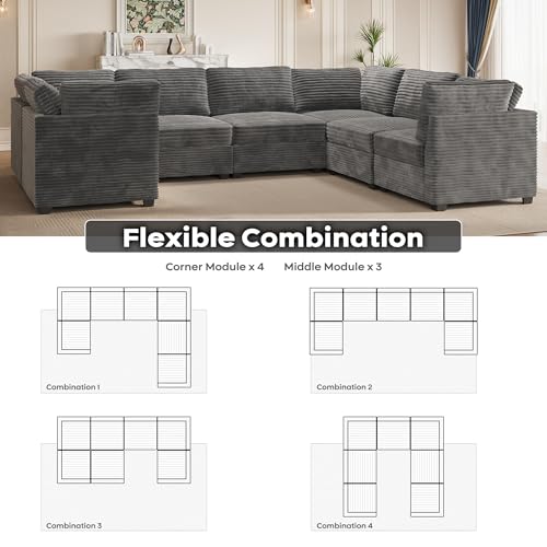 ovios 130.7" Modular Sectional Sofa Couch, U-Shaped Cloud Couches with 2 Ottomans Chaise