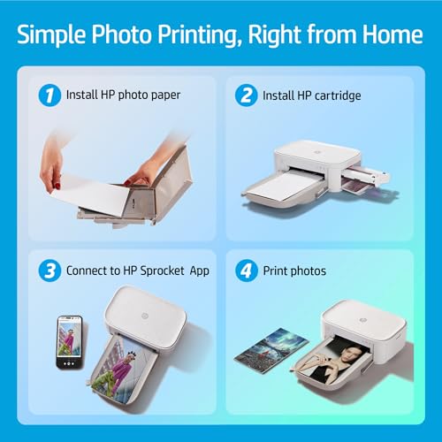 HP Sprocket Studio Plus 4x6 Wireless Instant Photo Printer, 118 Sheets + 3 Cartridges, Wi-Fi, Premium Dye Sublimation, Compact Home Use