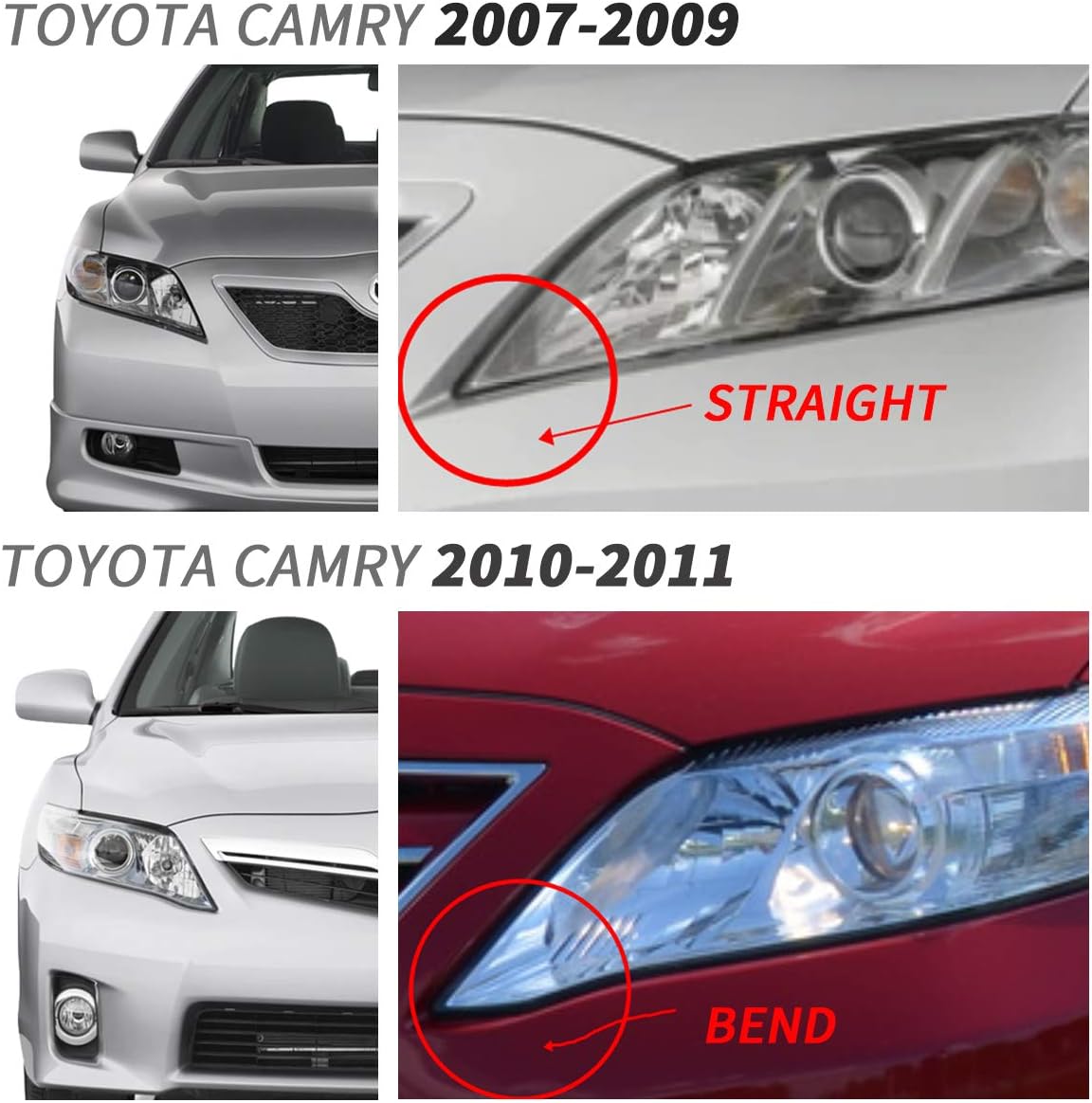 YUANZHENG LED Projector Headlights Compatible for [Toyota Camry 2010 2011] with Sequential Turn Signal DRL LED Light Bars