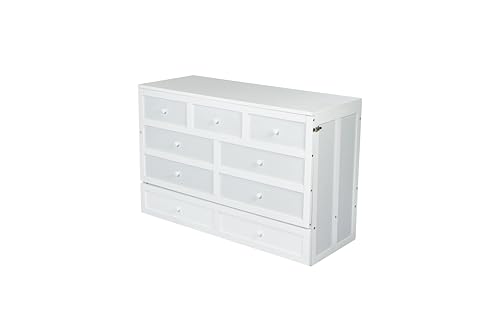 Queen Murphy Bed with Desk and Removable Shelves on Each Side, Murphy Bed Chest Murphy Bed Frame w/USB Port for Home Office, Studio or Guest Room
