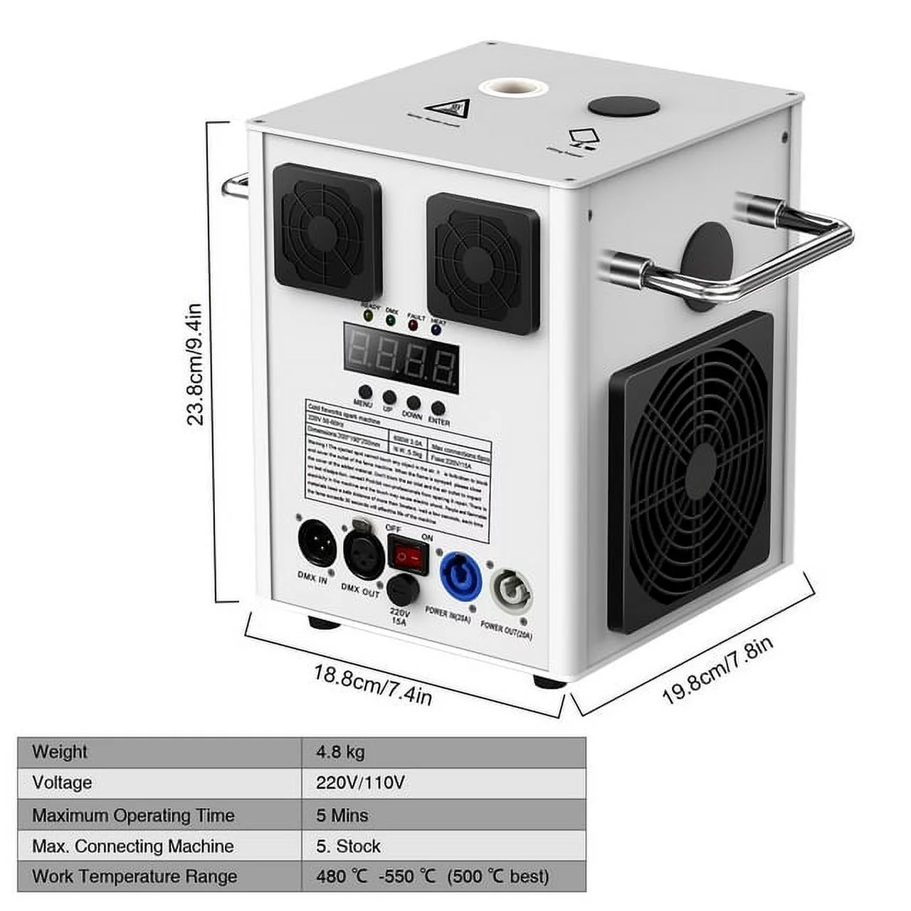 Cold Spark Machine 3-16FT Adjustable Stage Special Effect Machine with Wireless Remote Control DMX Low Noise Stage Equipment for Wedding DJ Disco