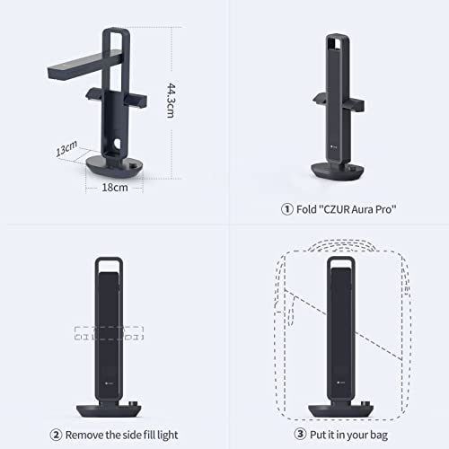 CZUR Aura Pro Book & Document Scanner,Capture A3 & A4, Auto-Flatten & Deskew Powered by AI Technology, Foldable & Portable