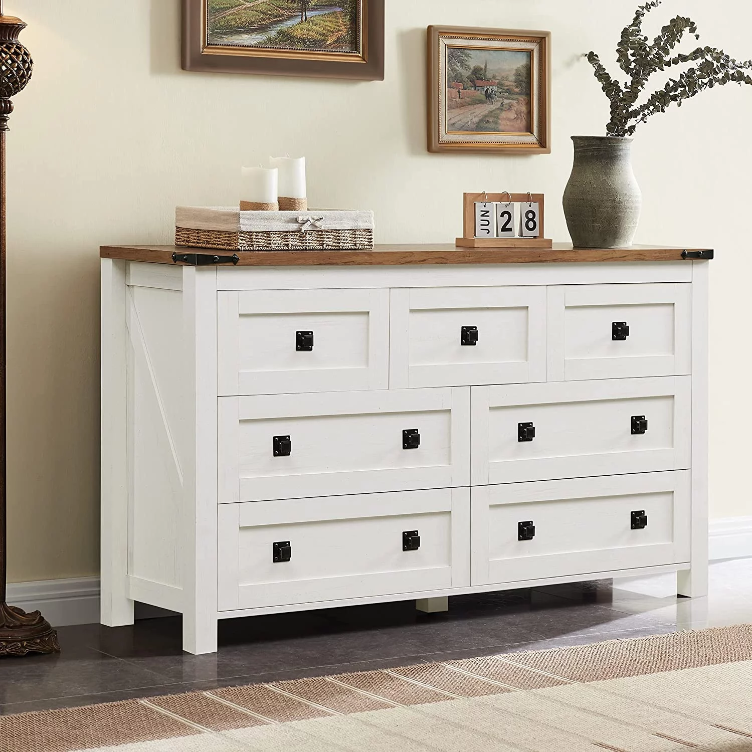 Popular Farmhouse 5 Drawers Dresser Chests for Bedroom  Wood Rustic Tall Chset of Drawers Dressers Organizer for Bedroom  Living Room Hallway