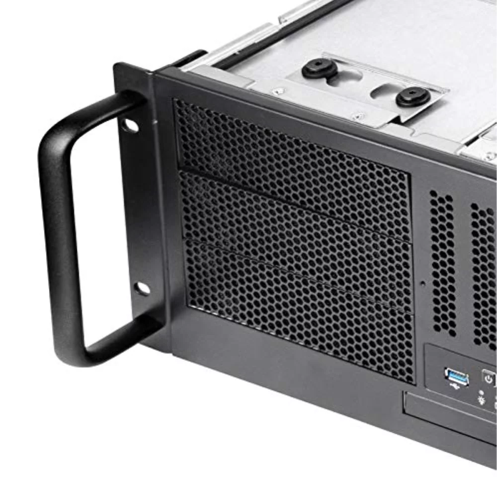 4U rackmount server chassis with 6x 5.25" drive bays, 4 x 3.5",2X2.5 in the bottom, 1 x 2.5(support up to 9.5mm) or 1xSlim ODD(12.7mm)