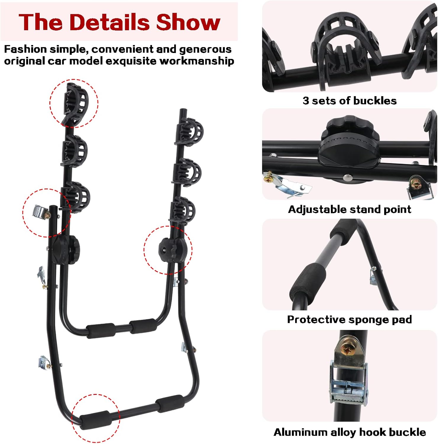 Rycom 3 Bike Car Rack Trunk Mount Bike Racks for Cars, Foldable Bicycle Carrier Fits Most Sedans, Hatchbacks, Minivans, and SUVs Pack of 2