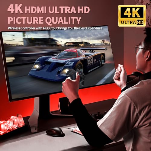 Wireless Retro Game Console, Video Game Console with Built-in 9 Emulators, 20,000+ Games, 4k Hdmi Output, and 2.4GHz Wireless Controller