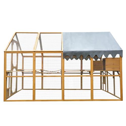 109.6'' Large Wood Chicken Coop Enclosures,Walk-in Poultry Cage