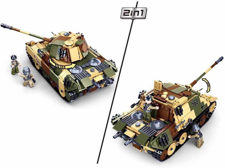 DAHONPA Panzer G Tank Army Building Block(725 PCS),WW2 Military Historical Collection Model with 3 Soldier Figures,Toys Gifts for Kid and Adult.