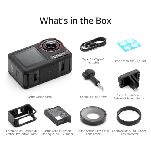 DJI Osmo Action 5 Pro Adventure Combo, Action Camera 4K with 1/1.3" Sensor, 12h Extended Battery Life with 3 Batteries, Stabilization