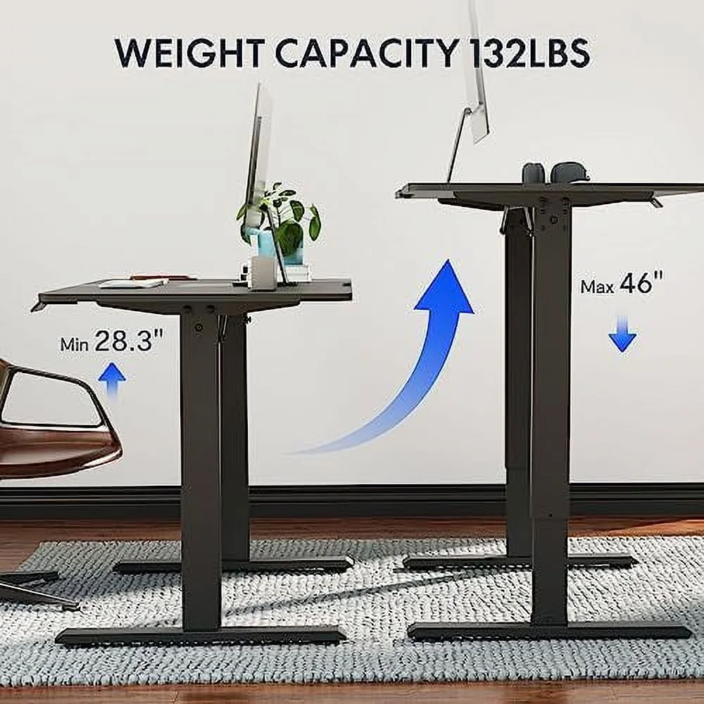 JDZHAPPYLIFE Standing Desk Adjustable Height  43x24 Inch Stand up Desk for Home Office Computer Desk with Memory Preset(43x24 Whole Board Black)