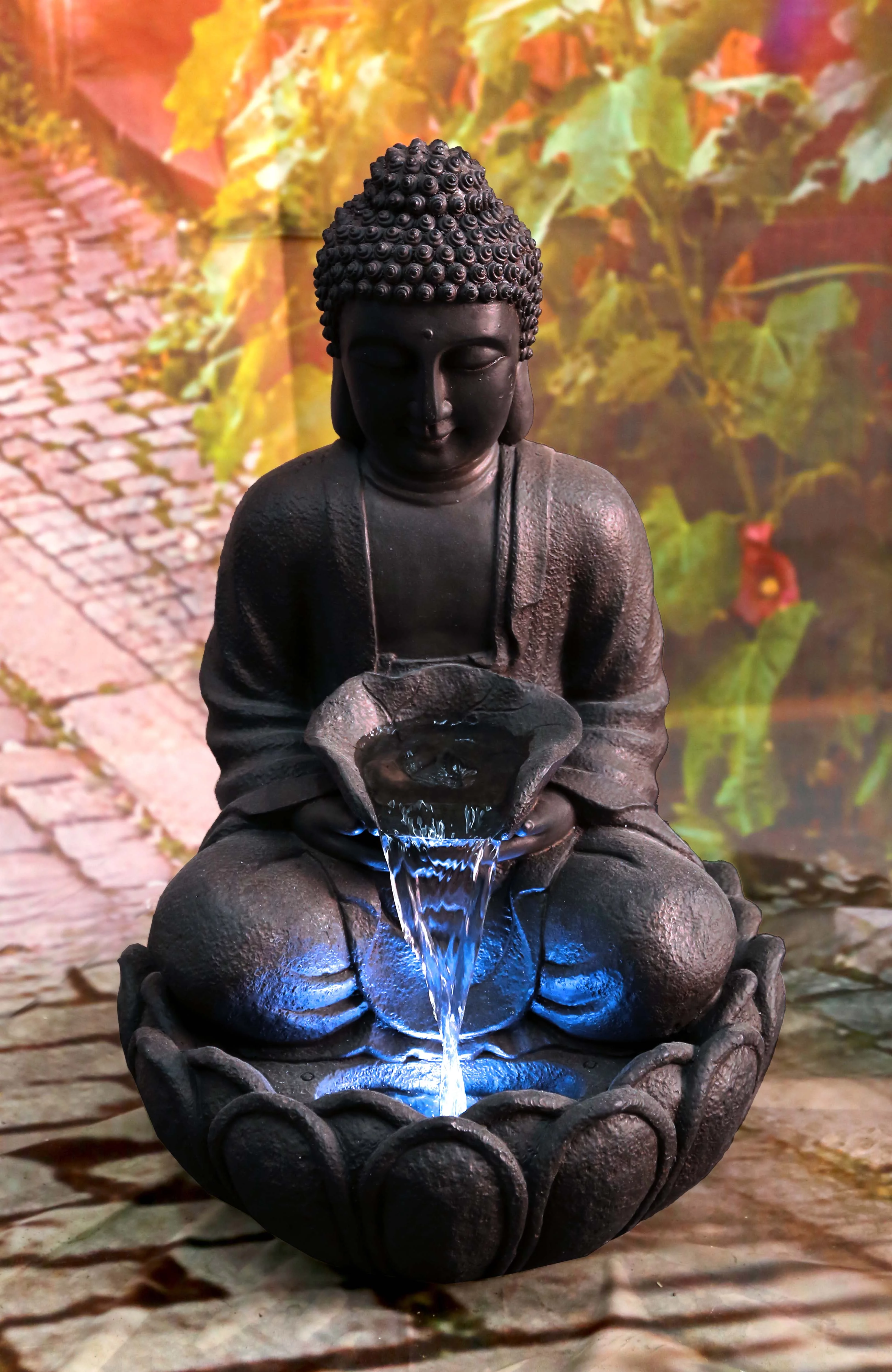 Hi-Line Gift Ltd. Meditating Buddha Fountain with LED - Curated Treasures Market