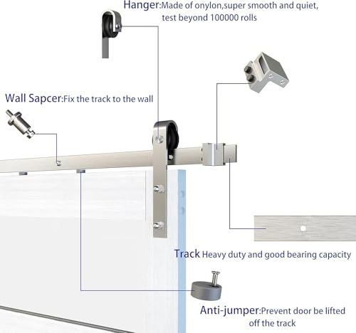 BARNSMITH 42in x 84in Glass Barn Door with 7FT Sliding Door Hardware Kit Included & Handle