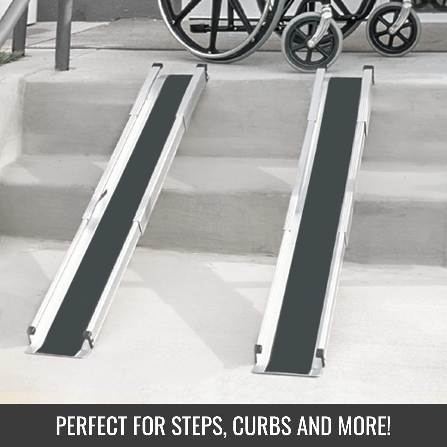 DMI Wheelchair Ramp,Entry Ramp,Threshold Ramp and Handicap Ramp is Portable and Adjustable from 3-5 Ft Long, 4.5 In Wide for Entryway,Doors,Steps