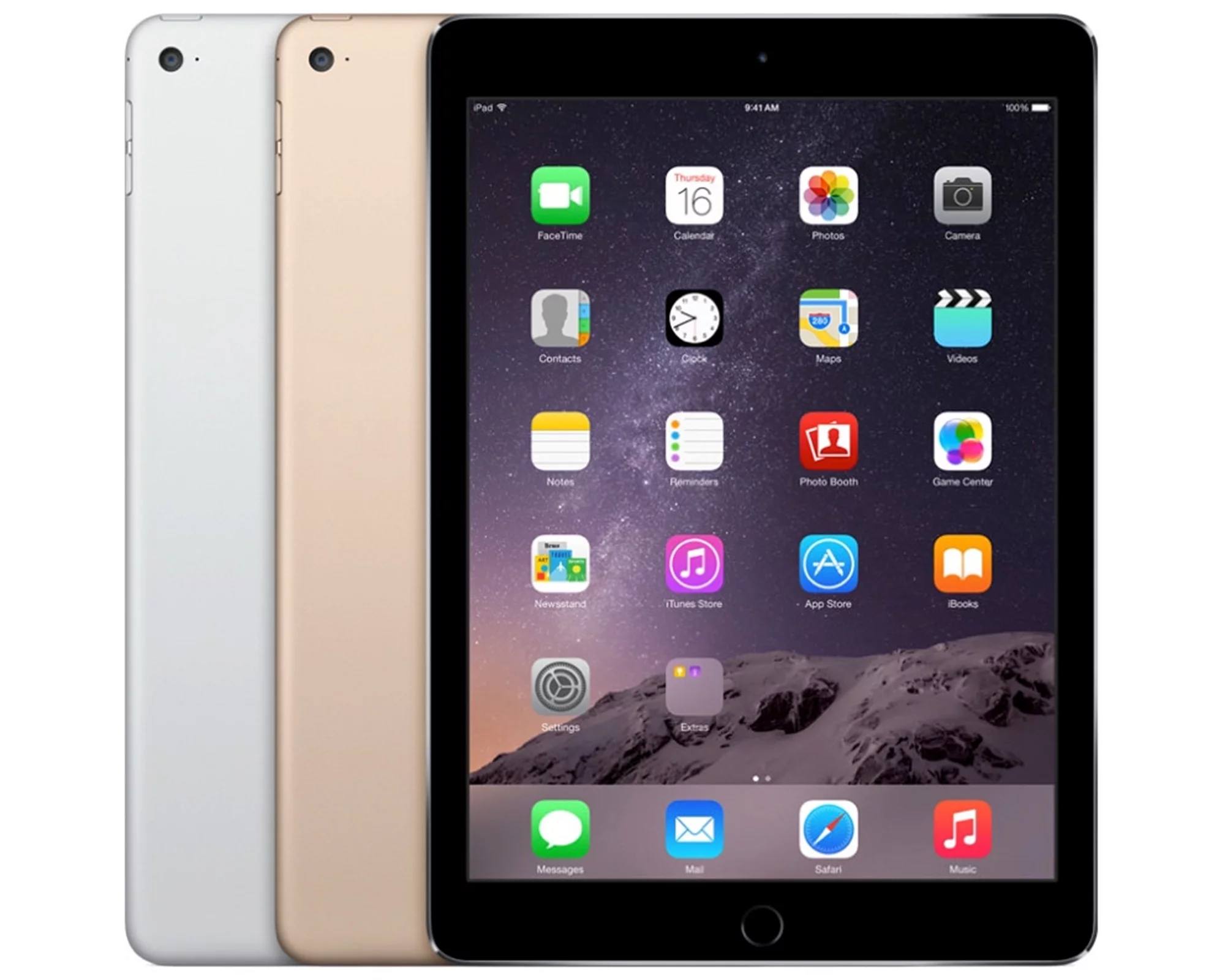 Open Box | Apple iPad Air 2 | 9.7-inch | 128GB | Wi-Fi Only | Bundle: USA Essentials Bluetooth/Wireless Airbuds, Case