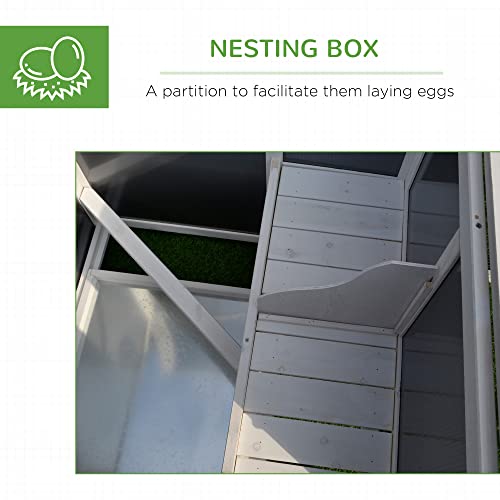 Spacious and Durable Outdoor Chicken Coop with Nesting Box and Run Area, Waterproof Roof for Safe and Comfortable Living, Gray