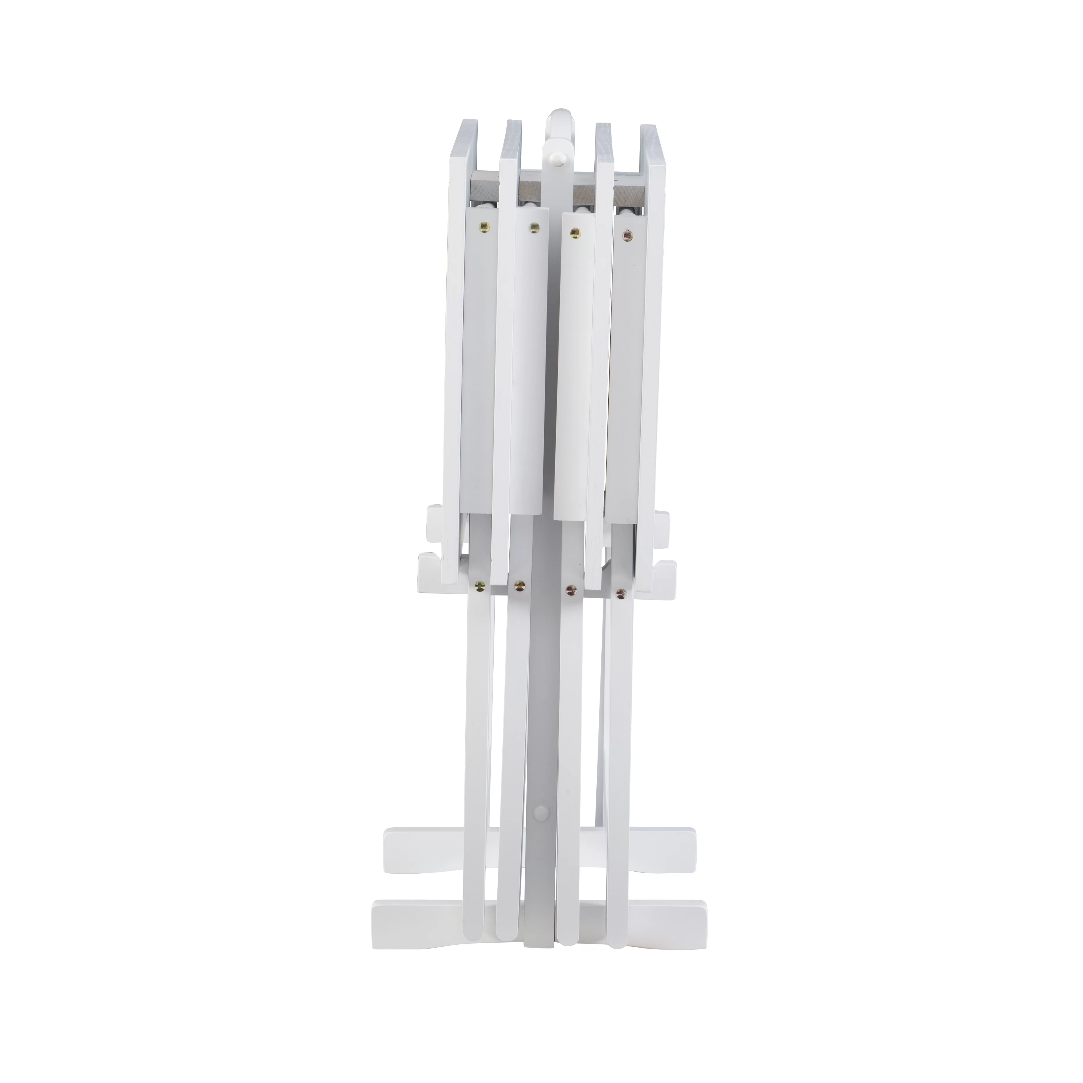 Lisbon Folding Tray Table Set with Stand, 5 Pieces, White
