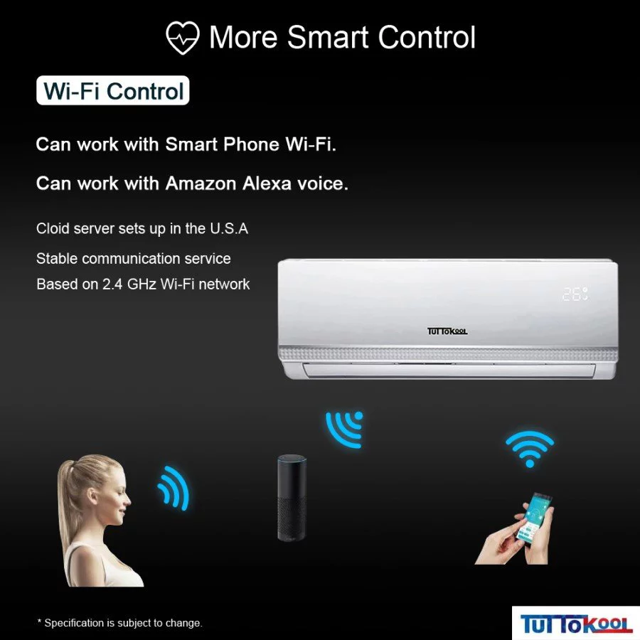 Tuttokool 12,000 BTU, 20 SEER Wifi Ready Wall-Mounted Ductless Mini-Split A/C Heat Pump System16-ft Installation Kit (115V) - Curated Treasures Market