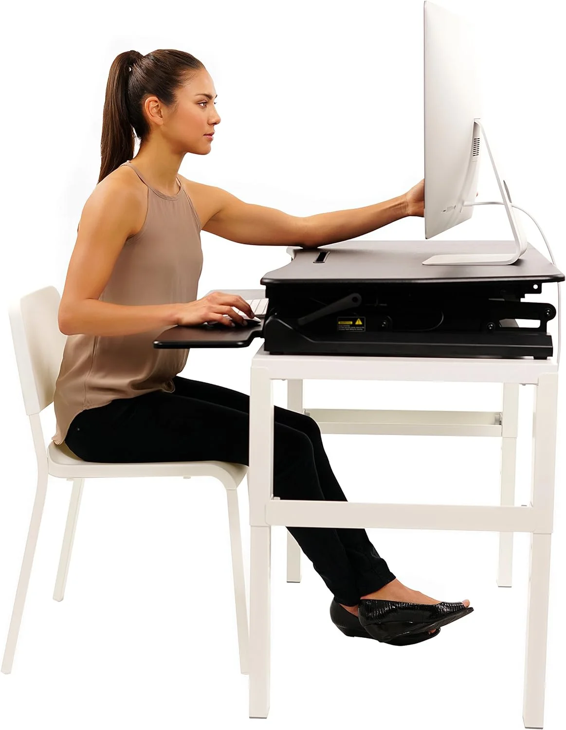 Standing Desk Converter 35 Inches - Height Adjustable Sit Stand Up Desk Riser Fits Dual Monitors, Laptop Stand