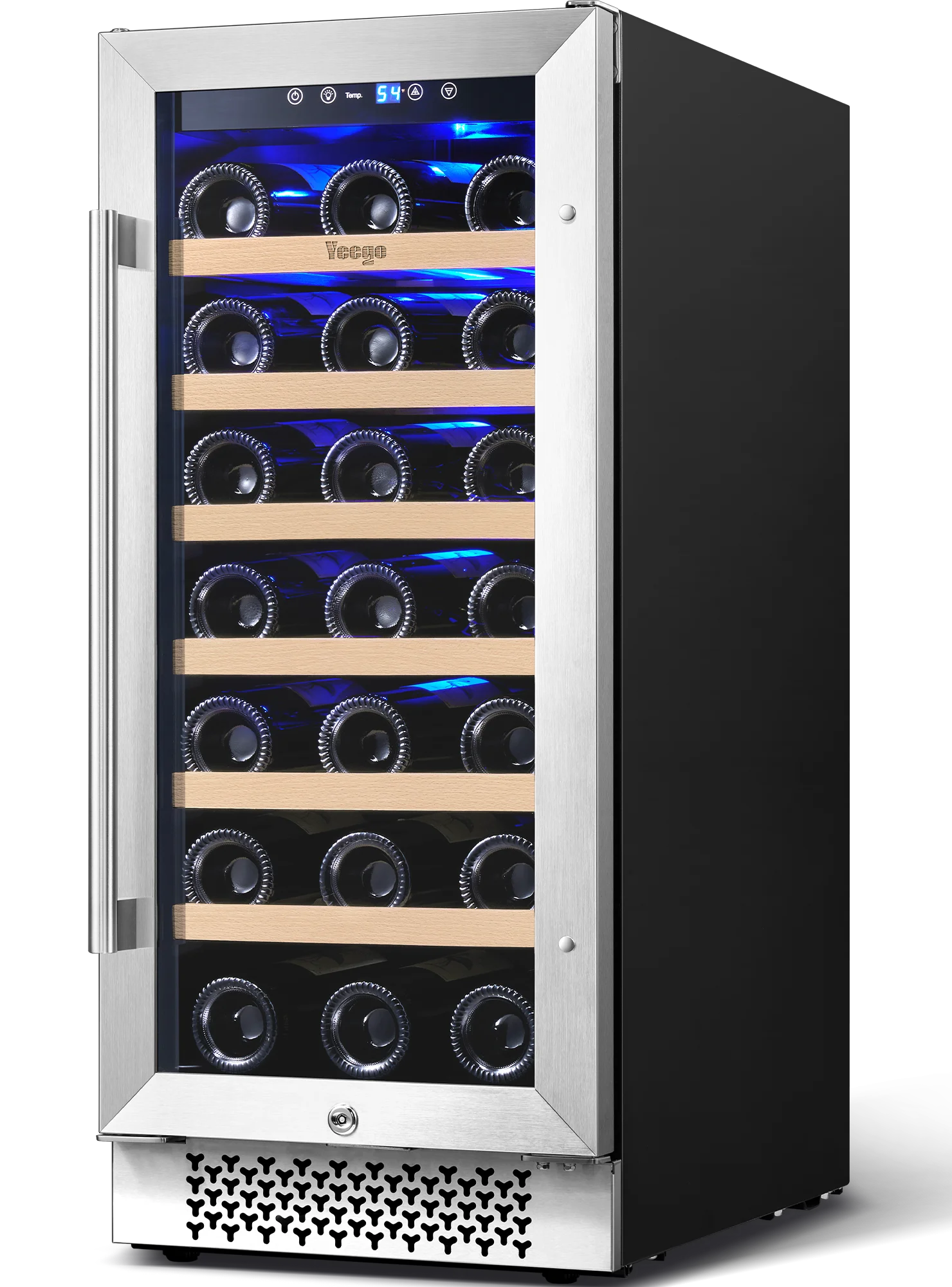 Yeego 15" Wine Cooler Refrigerator,33 Bottle Dual Zone Wine Fridge with Stainless Steel Tempered Glass Door,Freestanding and Built-in