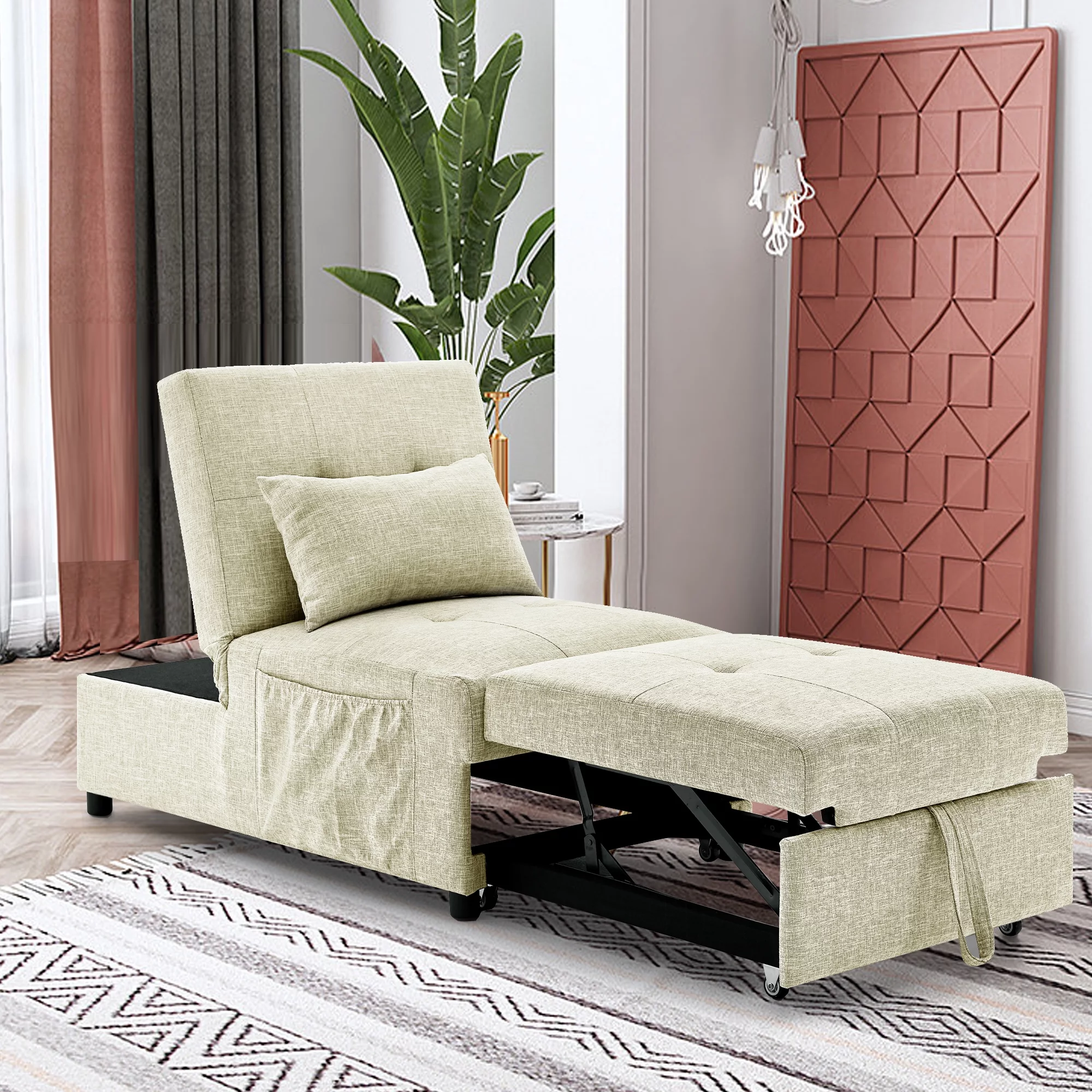 Folding Sofa Bed Chair, 4in1 Multi-Function Single Folding Ottoman Sleeper Sofa Bed w/Storage Bag
