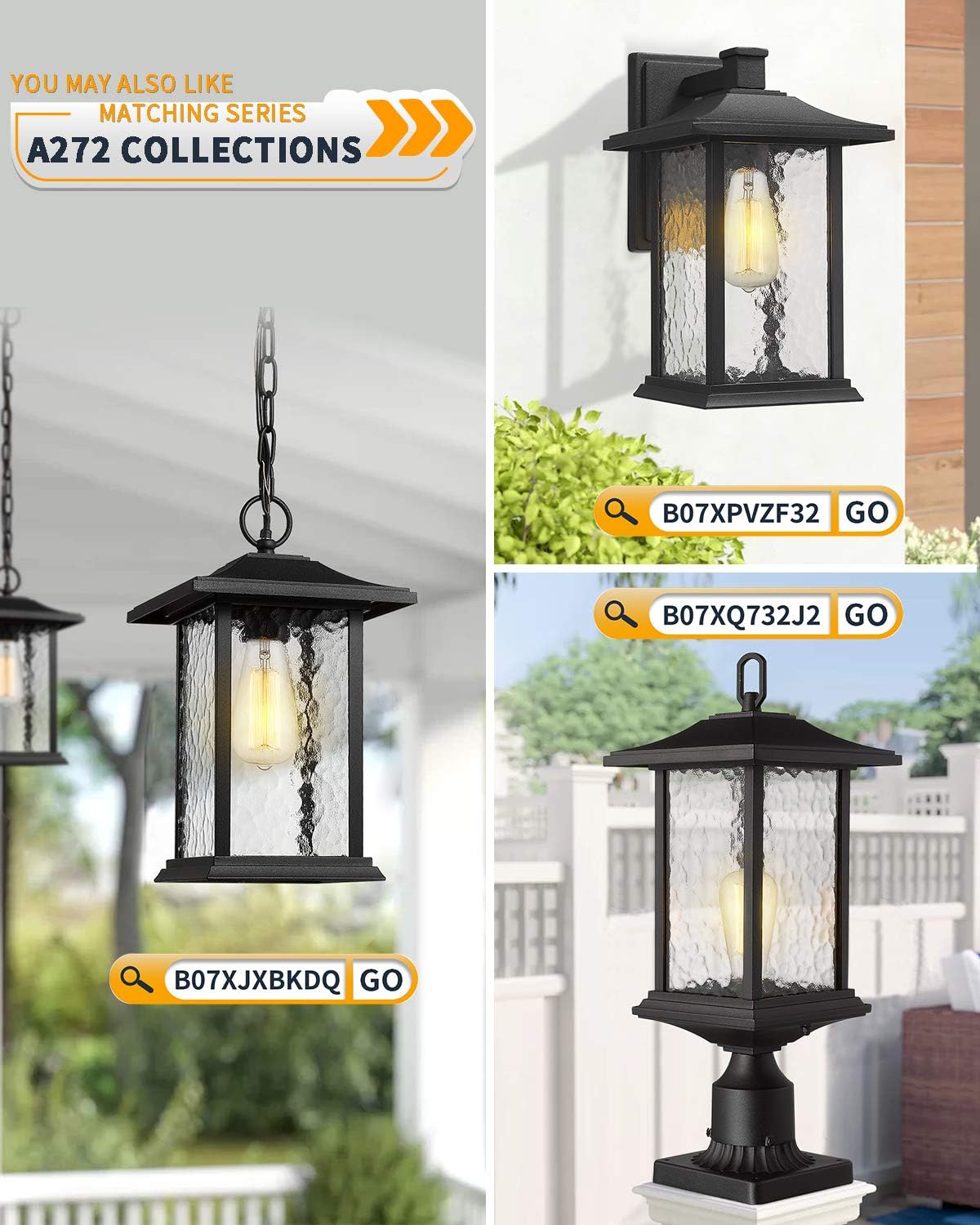 Beionxii Outdoor Post Lights | 2 Pack Exterior Pillar Lantern Pole Lamp with 3" inch Pier Mount Base