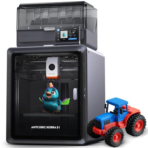 Anycubic Kobra S1 Combo 3D Printer, Multi-Color 3D Printer High Speed Max 600mm/s High Precision