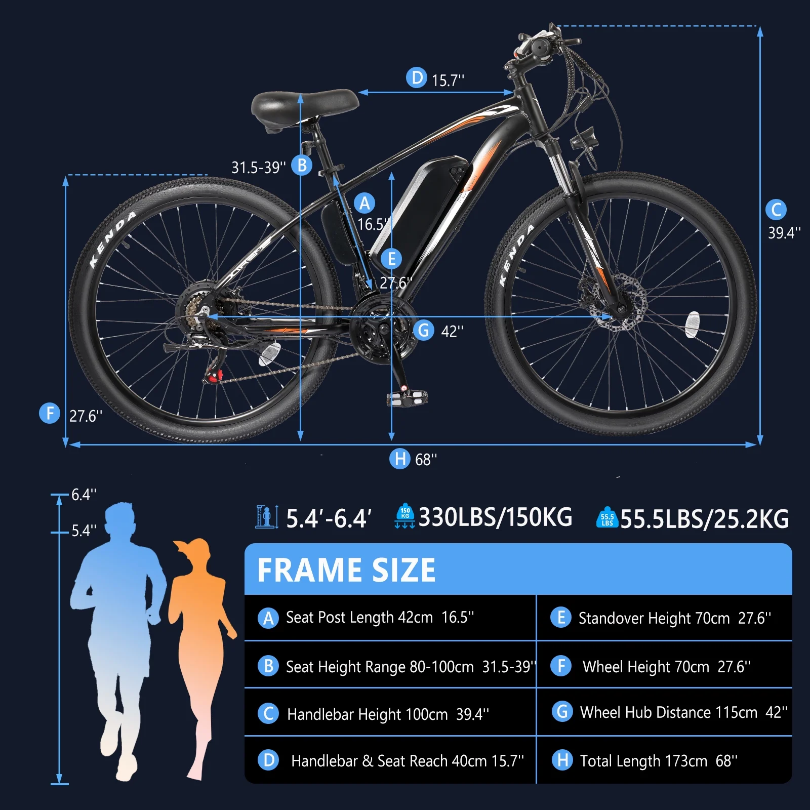 PEXMOR Electric Bike, 27.5" 500W Electric Mountain Bike EBike 48V 13AH Removable Battery