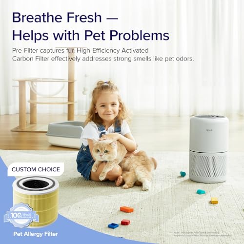LEVOIT Air Purifiers for Home Bedroom, HEPA Sleep Mode, AHAM VERIFIDE, Smart WiFi for Home Large Room, Quiet Cleaner for Pet Hair, Allergies, Dust