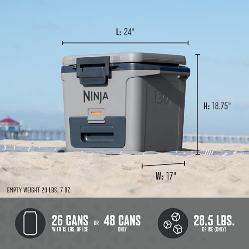 Ninja FB151GY FrostVault 50qt Hard Cooler with Dry Zone, Integrated Fridge-Temp Dry Storage Drawer, Premium Heavy-Duty Insulated Cooler