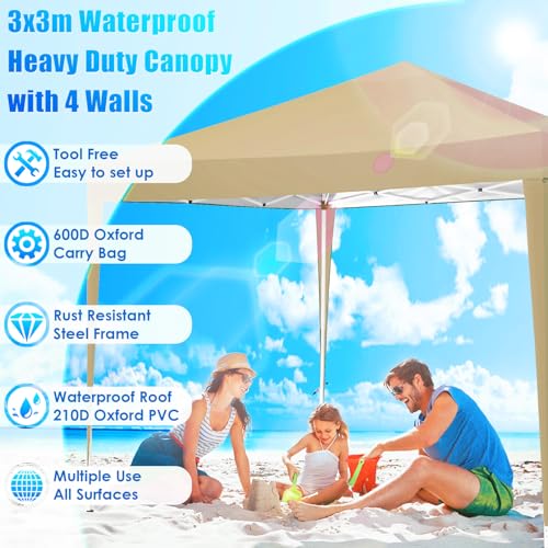 COBIZI Canopy 10x20 Pop Up Canopy Tent with 6 Sidewalls Party Tents for Parties Weddings Backyard Waterproof Canopy Outdoor Commercial Canopy Event