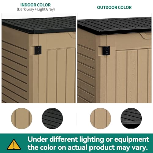 YITAHOME Outdoor Horizontal Storage Sheds w/o Shelf, Weather Resistant Resin Tool Shed, Multi-Opening Door for Storage of Bike, Trash Cans