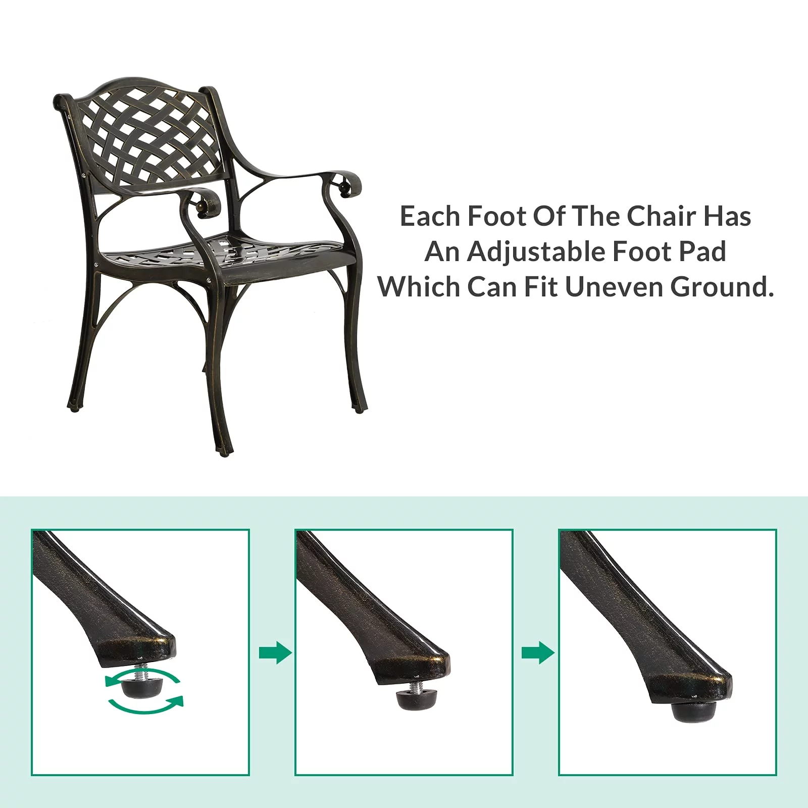 VIVIJASON 5-Piece Outdoor Patio Fire Pit Set, All-Weather Cast Aluminum Conversation BBQ Set, Patio Furniture Set for Balcony Lawn Garden Backyard