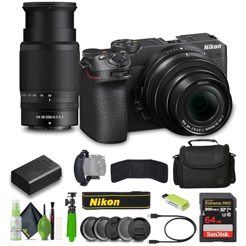 Nikon Z30 Mirrorless Camera with 16-50mm and 50-250mm Lenses + Soft Case + Cleaning Kit + Memory Card Wallet + Extreme PRO 64GB Card + Card Reader +