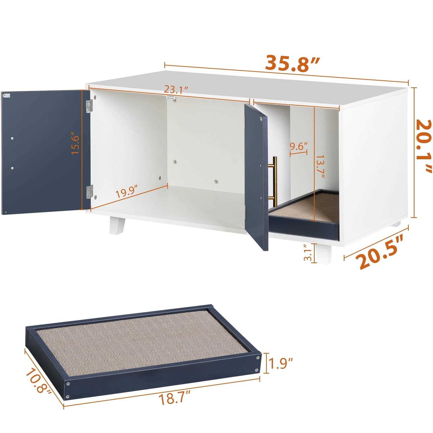 Homgarden 35.8''l x 20''W Cat Hidden Washroom Pet Litter Box Enclosure House W/Scratch Pad - Pet Supplies online store