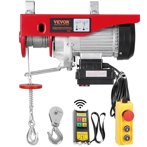 VEVOR Electric Hoist, 2200 lbs Lifting Capacity, 1600W 110V Electric Steel Wire Winch with Wireless Remote Control