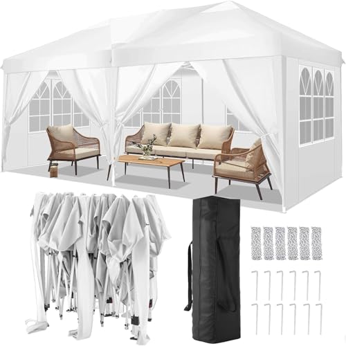 COBIZI Canopy 10x20 Pop Up Canopy Tent with 6 Sidewalls Party Tents for Parties Weddings Backyard Waterproof Canopy Outdoor Commercial Canopy Event