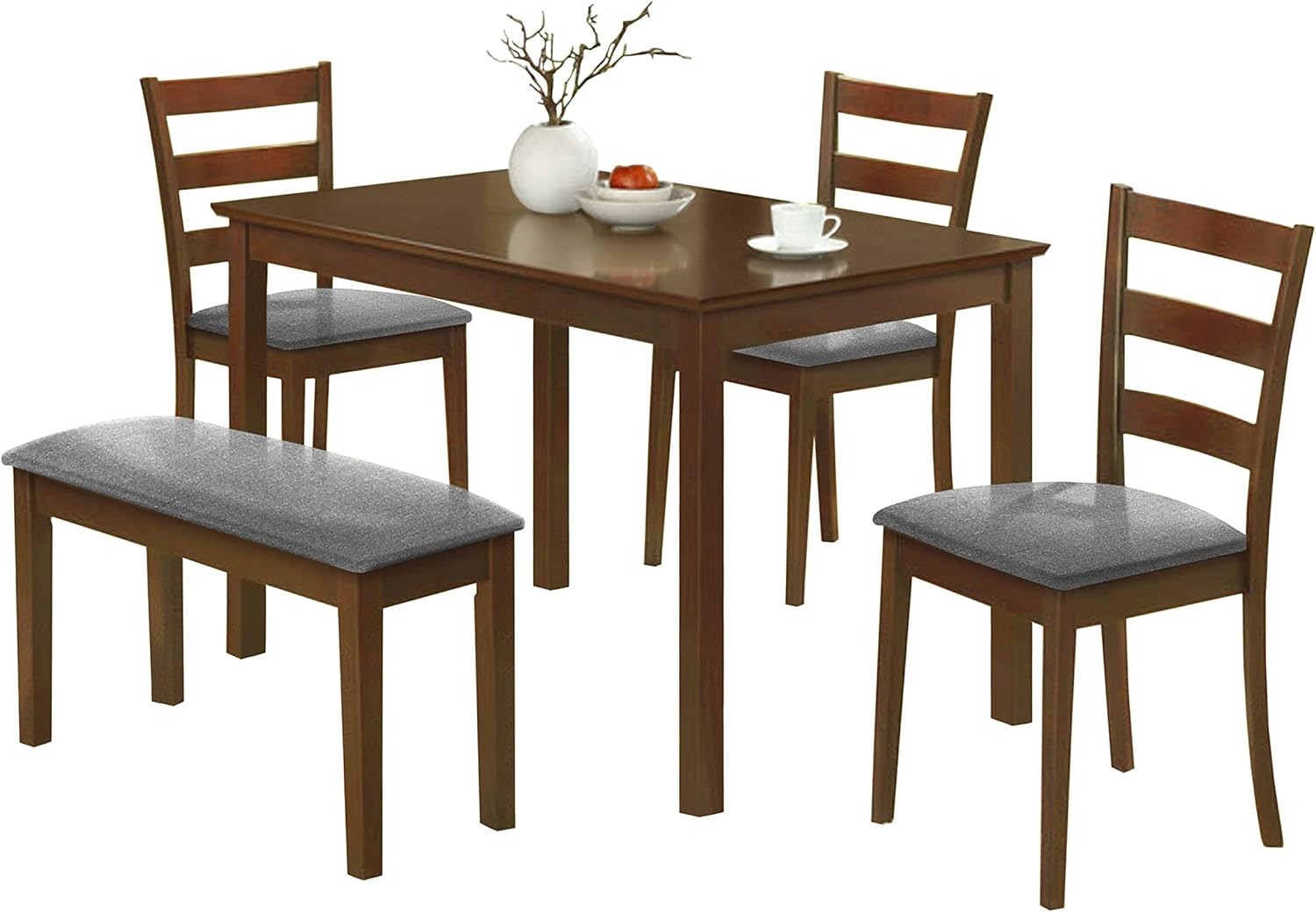 US Pride Furniture Brown Modern Style 5pc Set 1 Bench+3 Chairs Dining Table