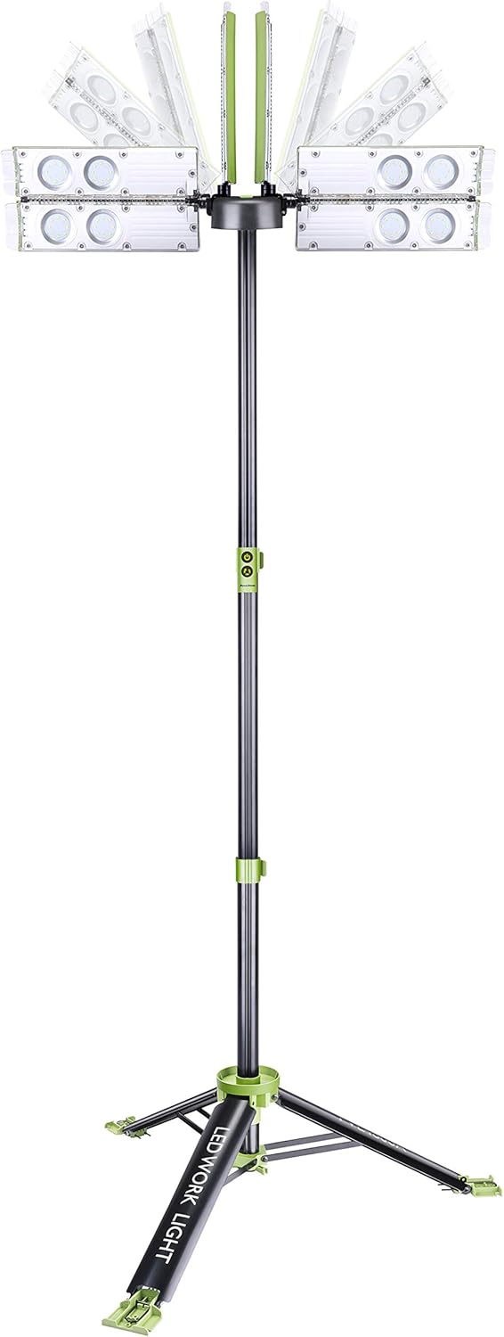 PowerSmith Voyager PVLR8000A-C 8000 Lumen Collapsible Cordless Tripod LED Work Light. Bare Light Only. 3-Way Power. AC or DC Adaptor or Battery