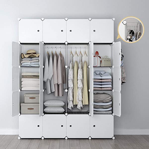 YOZO Cube Storage Organzier Portable Closet Wardrobe Bedroom Dresser (71x14x71 inches) Portable Closet Cube Shelf Armoire Pantry Cabinet, 25 Cubes