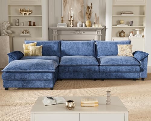 Homall 119" Modular Sectional Sofa, L Shaped Sofa Couch with Reversible Ottoman, DIY Combination Chenille Deep 3-Seat Cloud Couch for Living Room